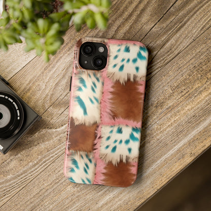 Modern Cowgirl Cowhide Design Pattern Print Tough Phone Case compatible with a large variety of phone models, Phone Case, Gift