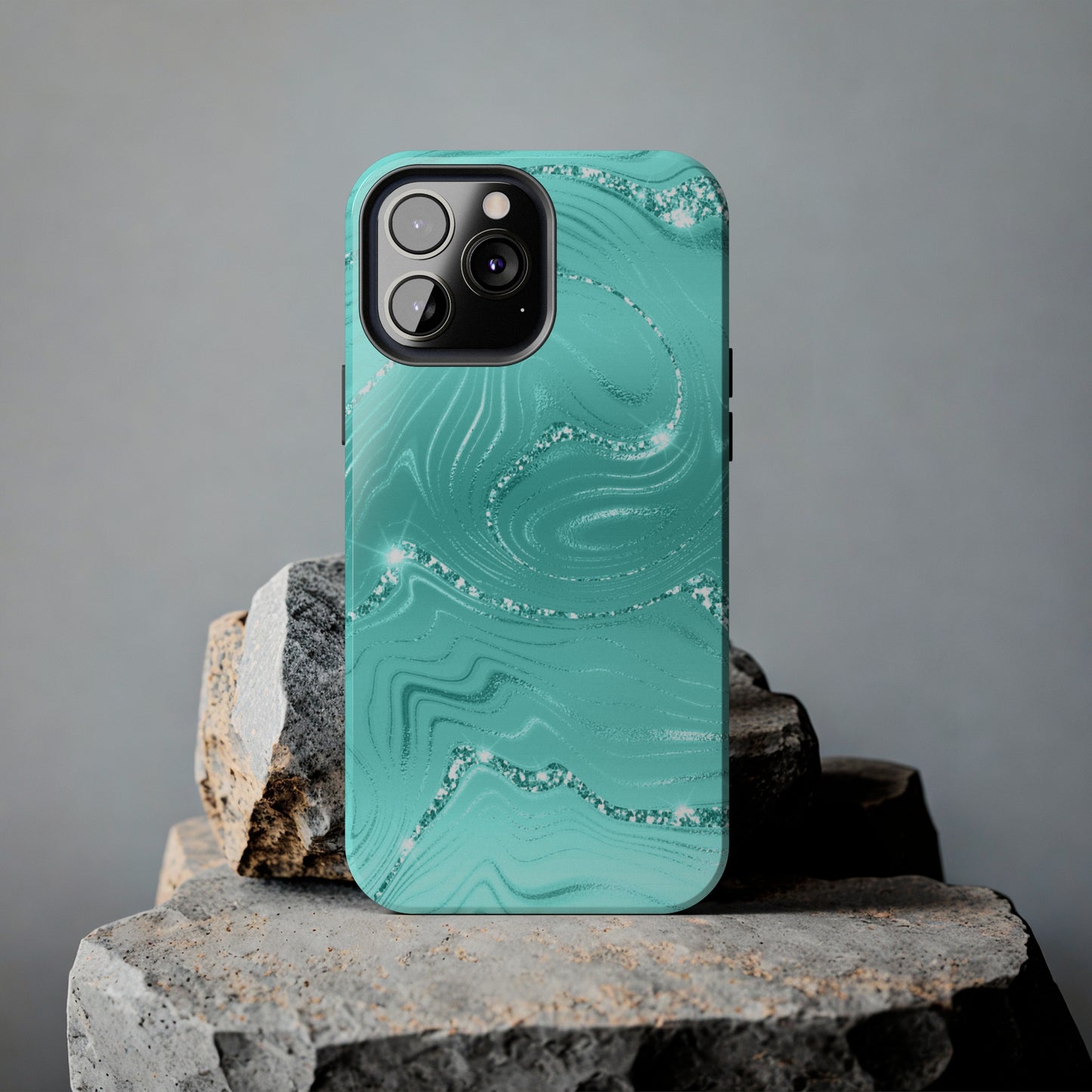 Marbled Turquoise Design Tough Phone Case compatible with a large variety of phone models, Gift, Phone Case