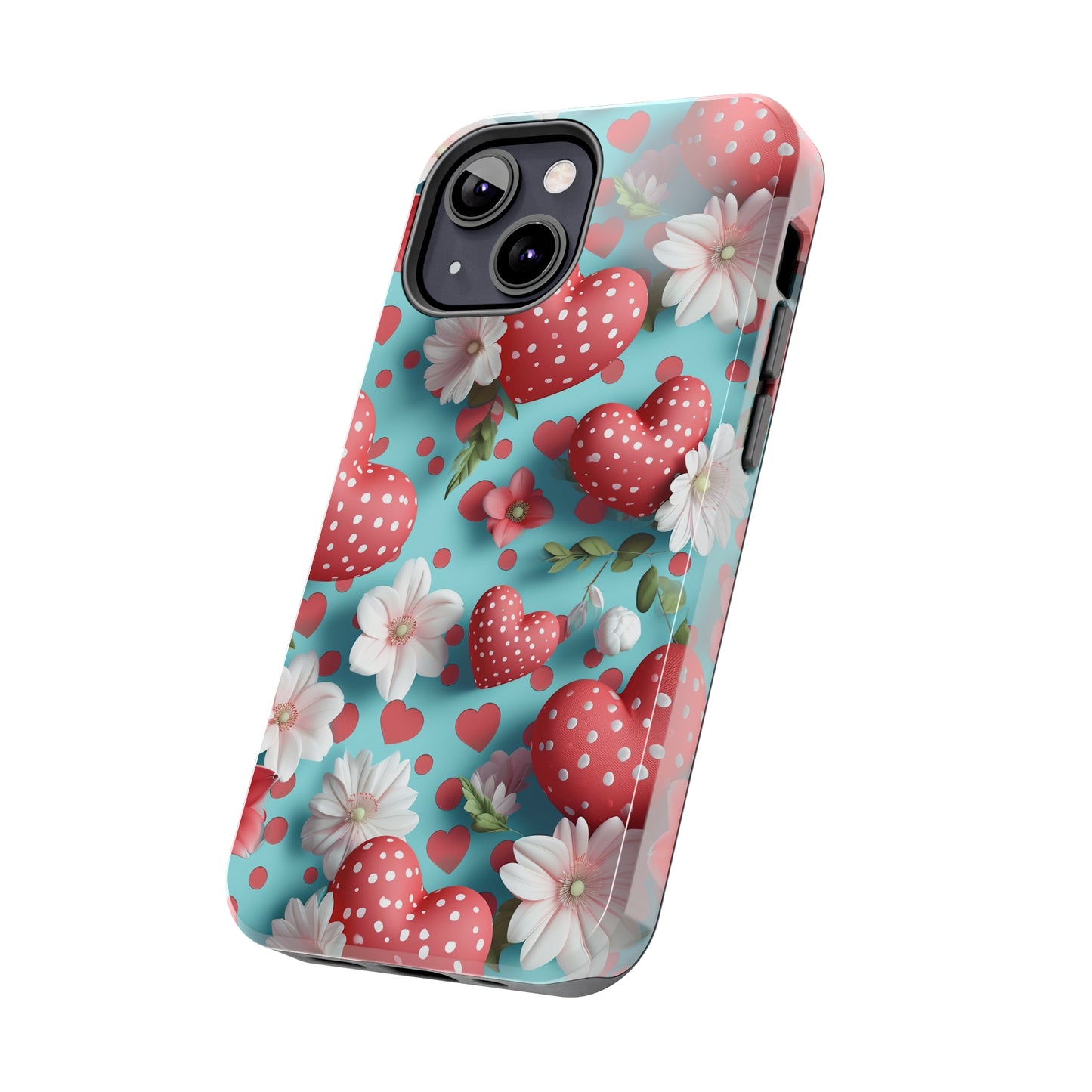 Polka Dot Hearts Digital print Design Tough Phone Case compatible with a large variety of iPhone models, Gift, Phone Case