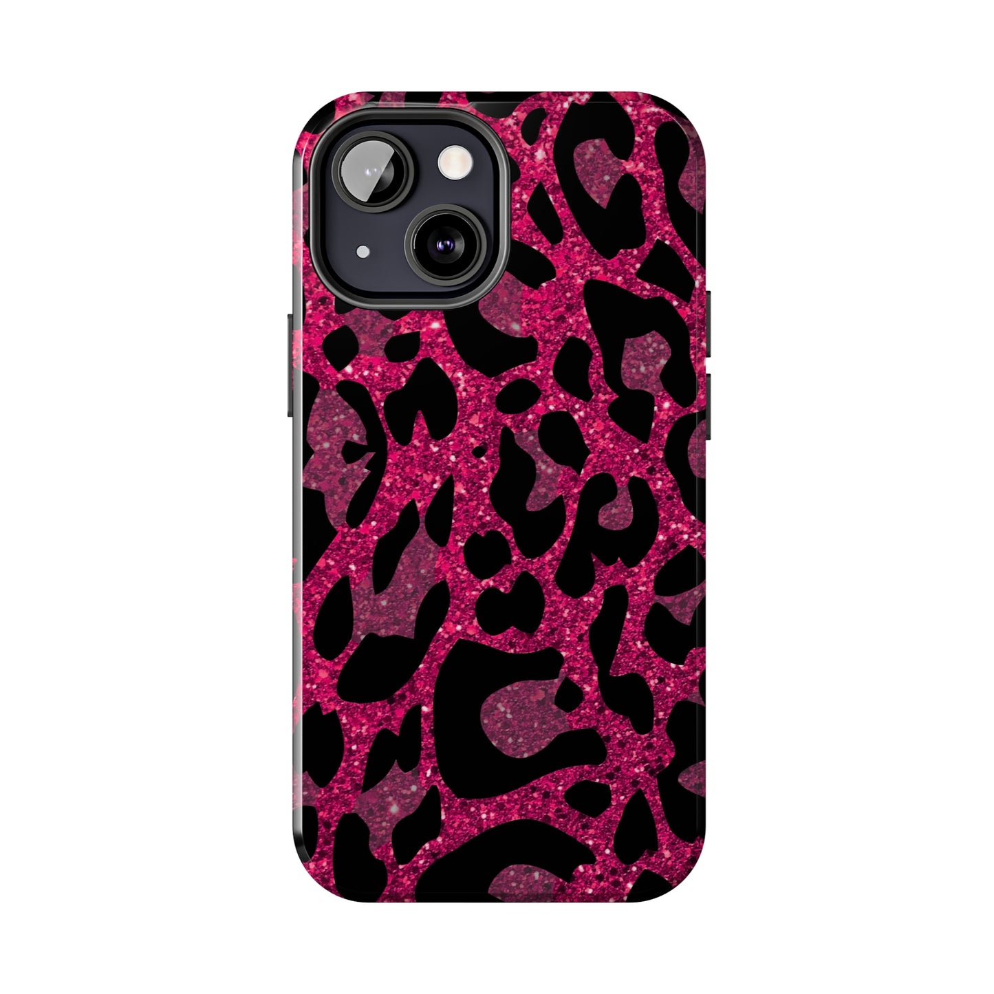 Pink and Black Leopard Design Phone Case- Lightweight, Impact Resistant Cover for iPhone 6, 6s, 12, 13, 14, 15