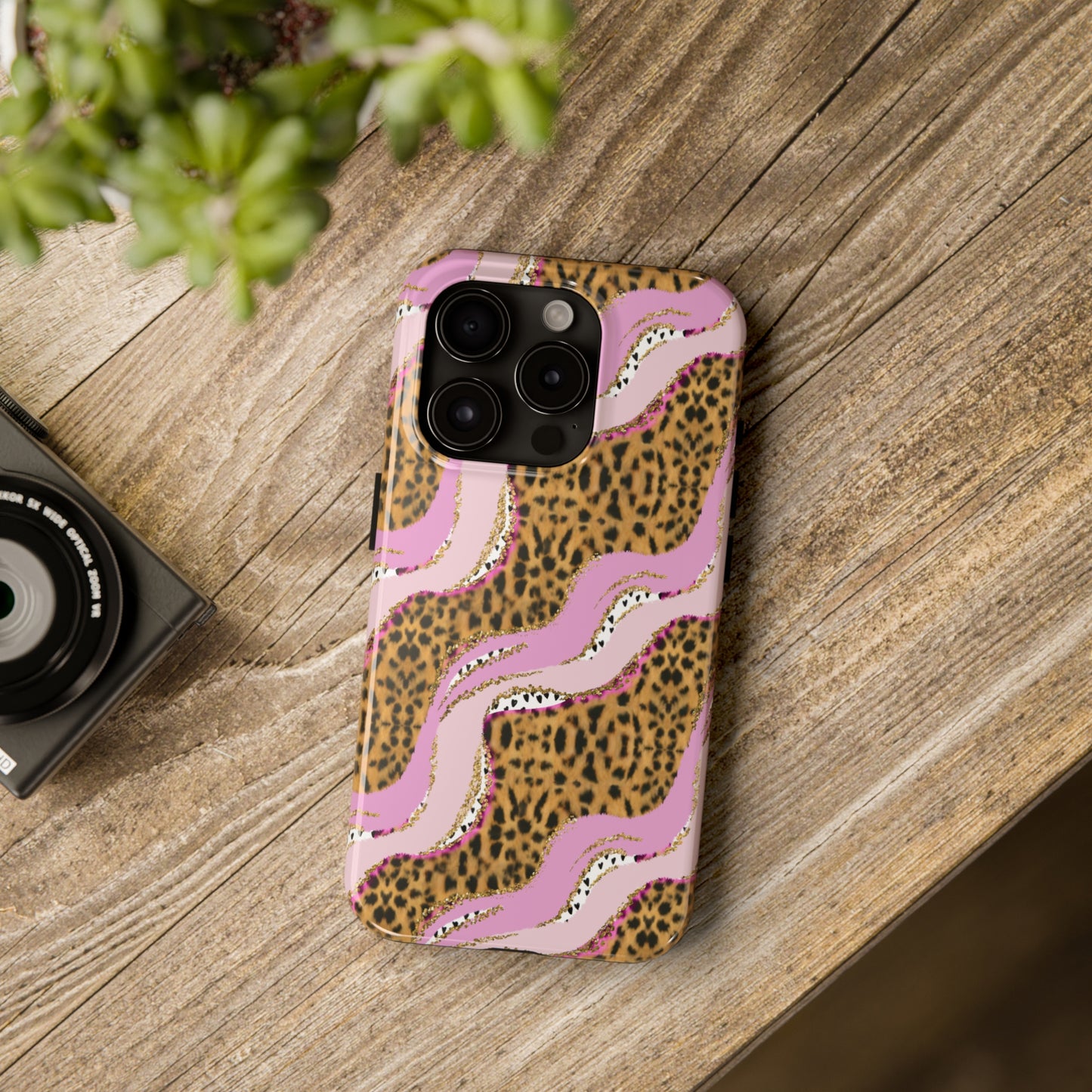 Cheetah Waves with Pink and Gold Design Phone Case- Lightweight, Impact Resistant Cover for iPhone 6, 6s, 12, 13, 14, 15