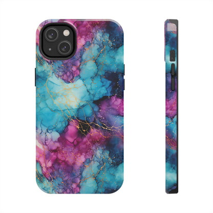 Blue and Purple Alcohol Ink Digital print Design Tough Phone Case compatible with a large variety of iPhone models, Gift, Phone Case