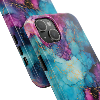 Blue and Purple Alcohol Ink Digital print Design Tough Phone Case compatible with a large variety of iPhone models, Gift, Phone Case