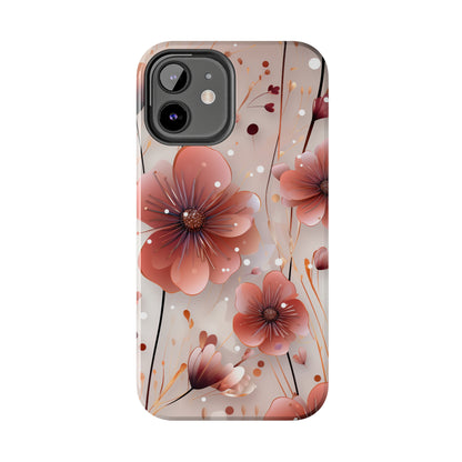 Pretty Mauve Flowers Pattern Design Tough Phone Case compatible with a large variety of iPhone models, Gift, Phone Case