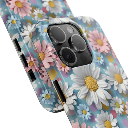 3D Spring Flowes and Polka Dots Digital print Design Tough Phone Case compatible with a large variety of iPhone models, Gift, Phone Case