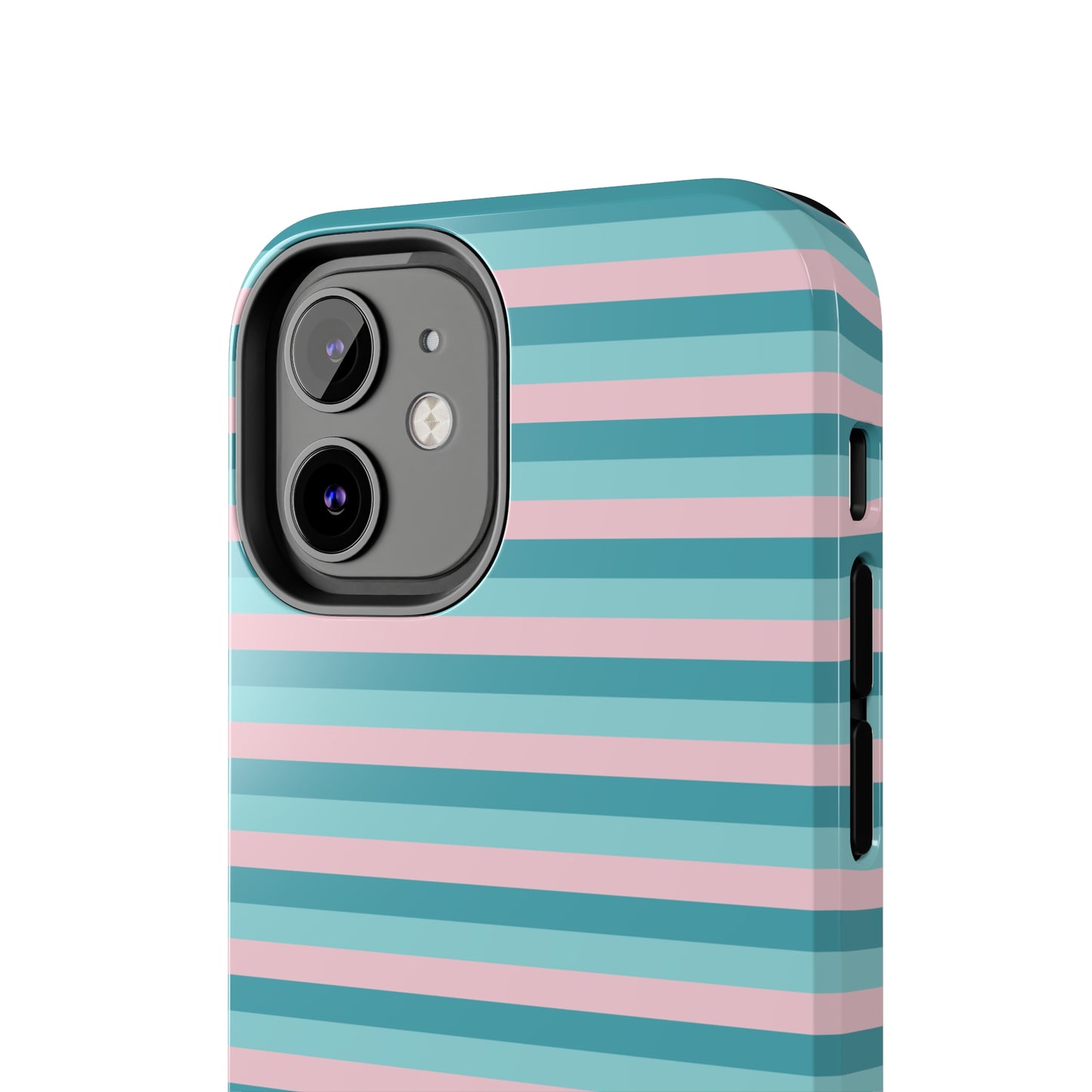 Pink and Aqua Girly Stripe print Design Tough Phone Case compatible with a large variety of iPhone models, Gift, Phone Case