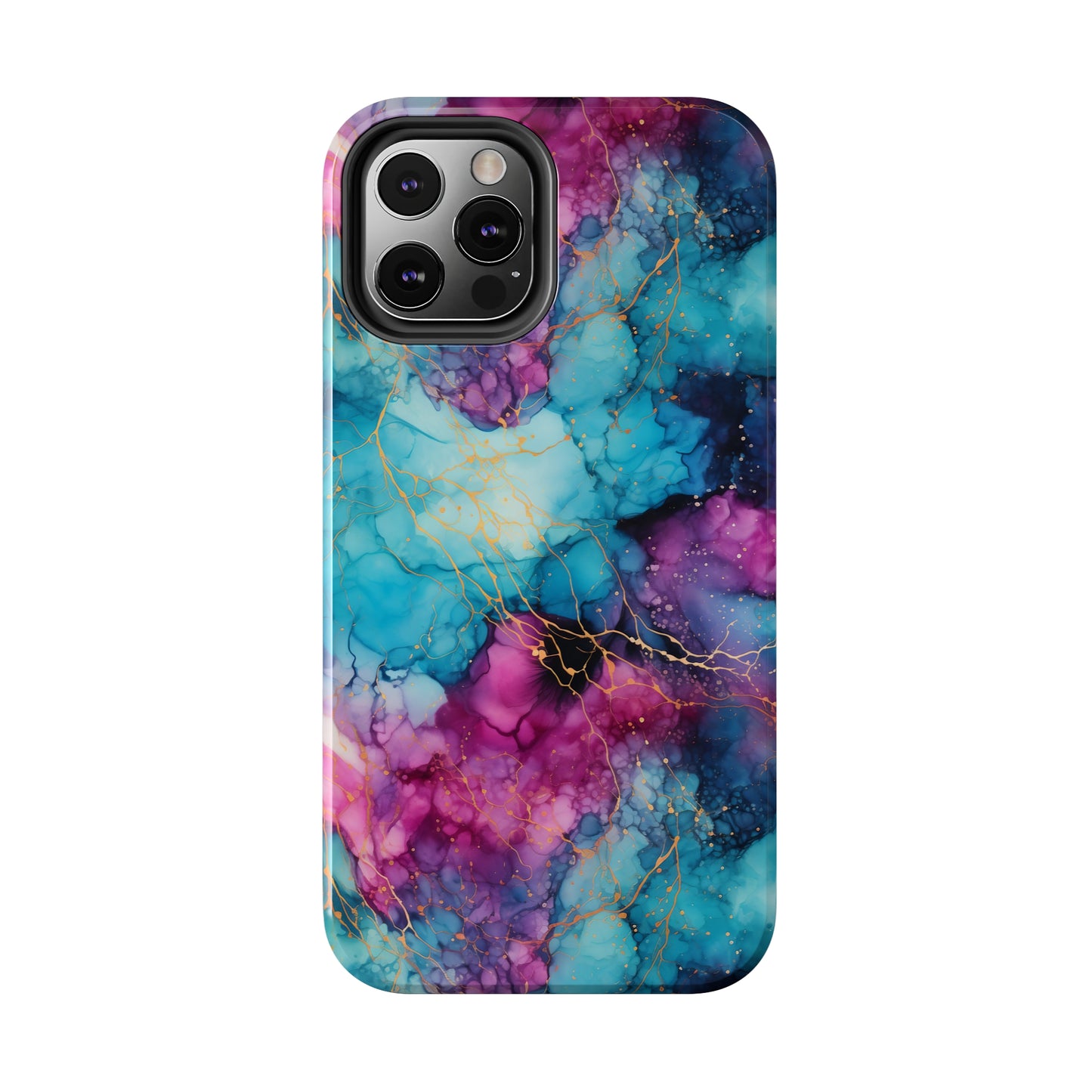 Blue and Purple Alcohol Ink Digital print Design Tough Phone Case compatible with a large variety of iPhone models, Gift, Phone Case