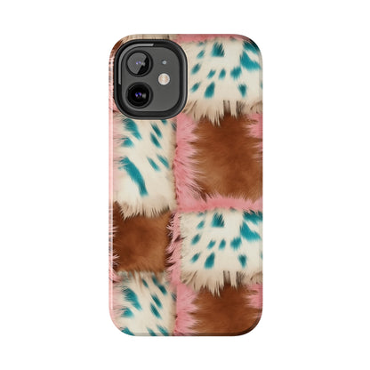 Modern Cowgirl Cowhide Design Pattern Print Tough Phone Case compatible with a large variety of phone models, Phone Case, Gift