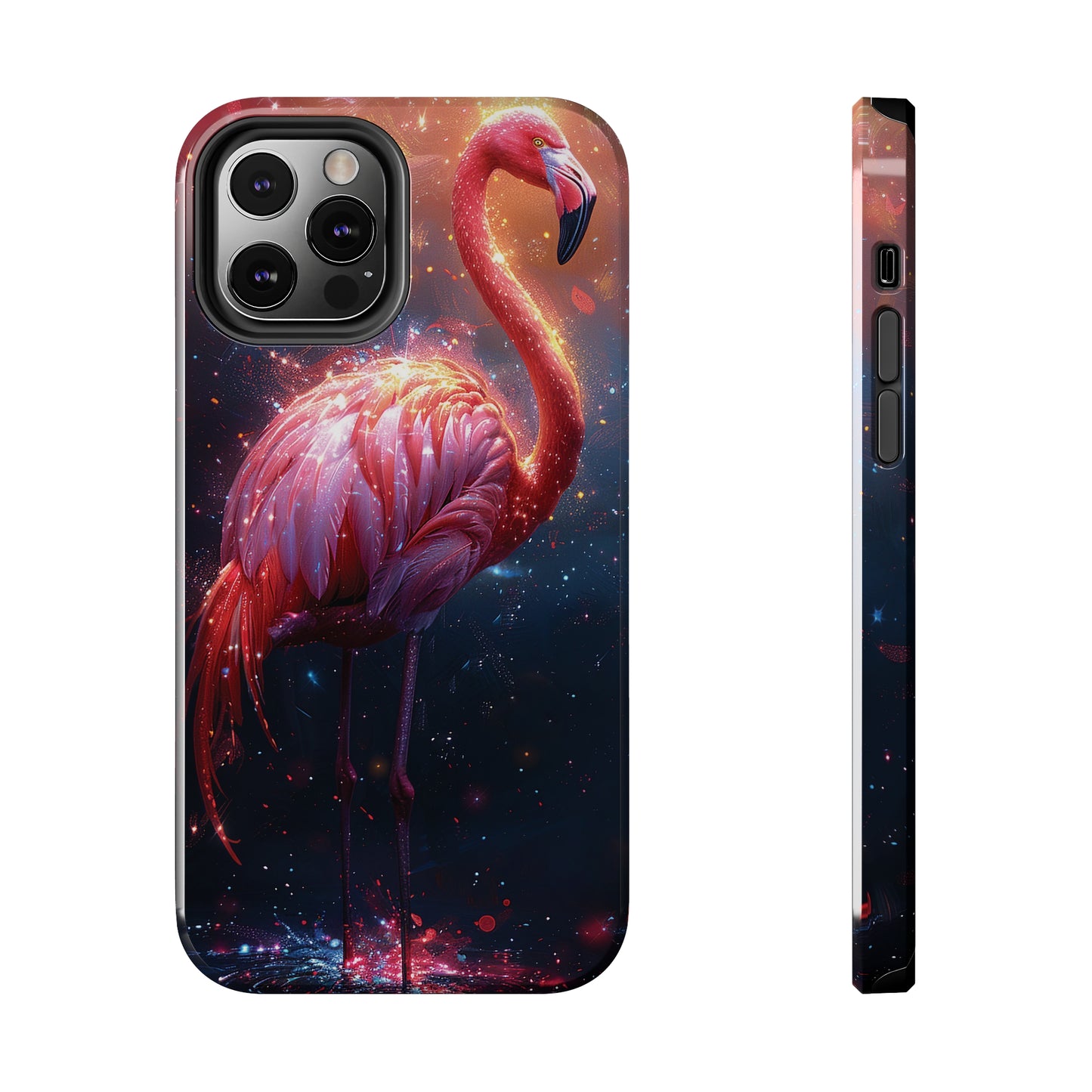 Fantasy Flamingo iPhone Case, Colorful Bird Art Protective Phone Cover, Unique Animal Design, Durable Phone Accessory Gift, Chic Artsy Protective Cover, Protective Case for iPhone Models, Tough iPhone Case