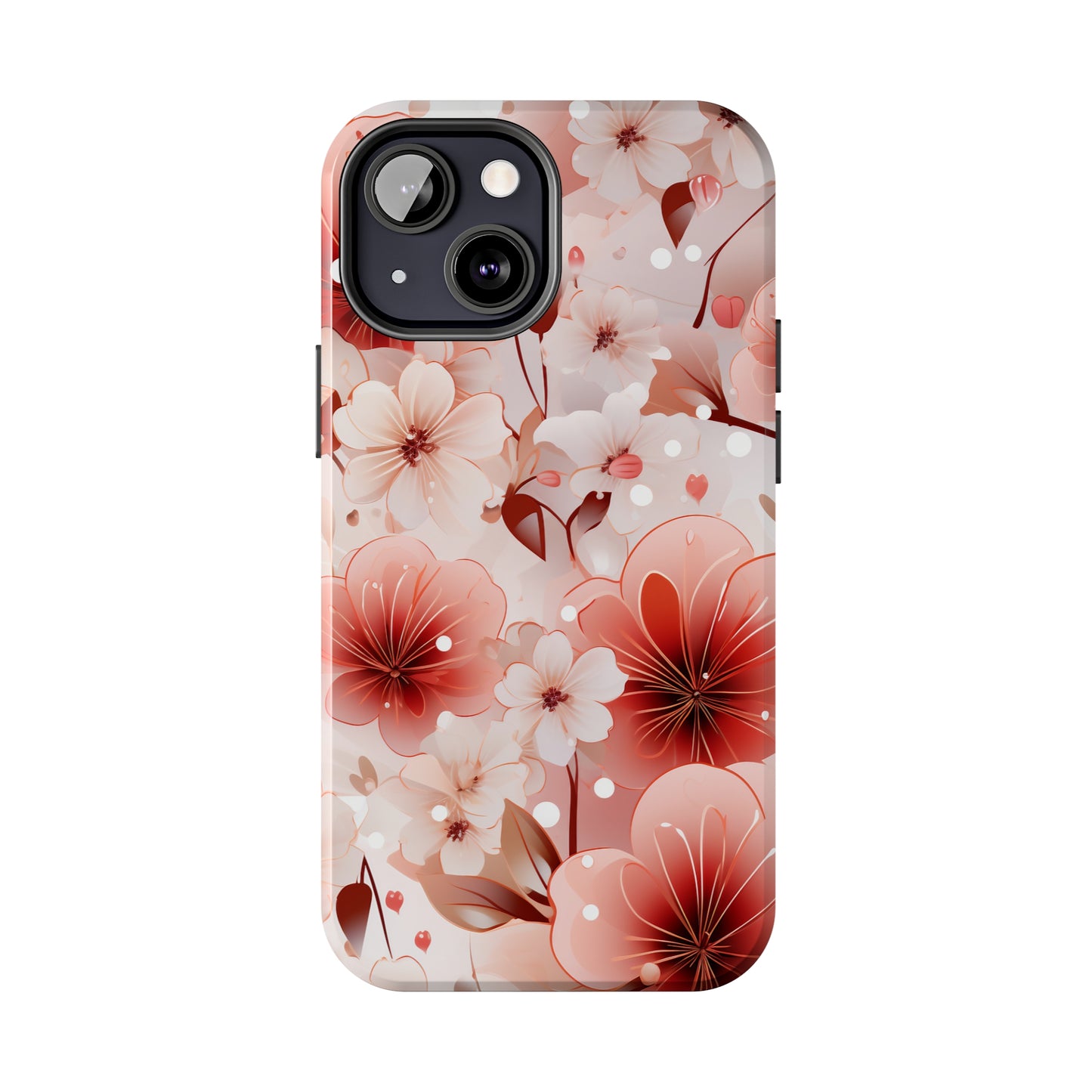 Pink Floral Pattern Design Tough Phone Case compatible with a large variety of iPhone models, Gift, Phone Case