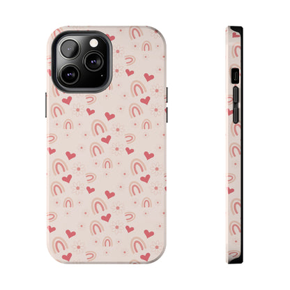 Pink Boho2 Rainbow print Design Tough Phone Case compatible with a large variety of iPhone models, Gift, Phone Case