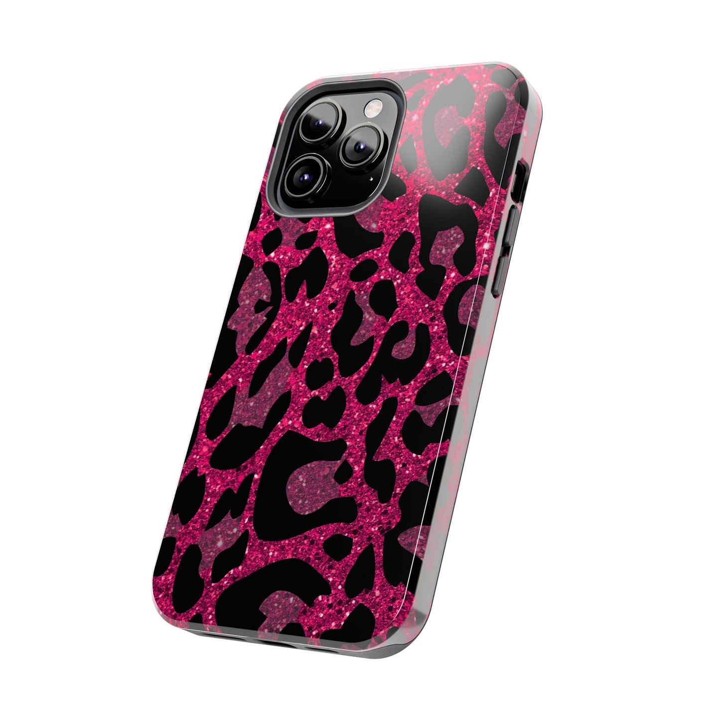 Pink and Black Leopard Design Phone Case- Lightweight, Impact Resistant Cover for iPhone 6, 6s, 12, 13, 14, 15