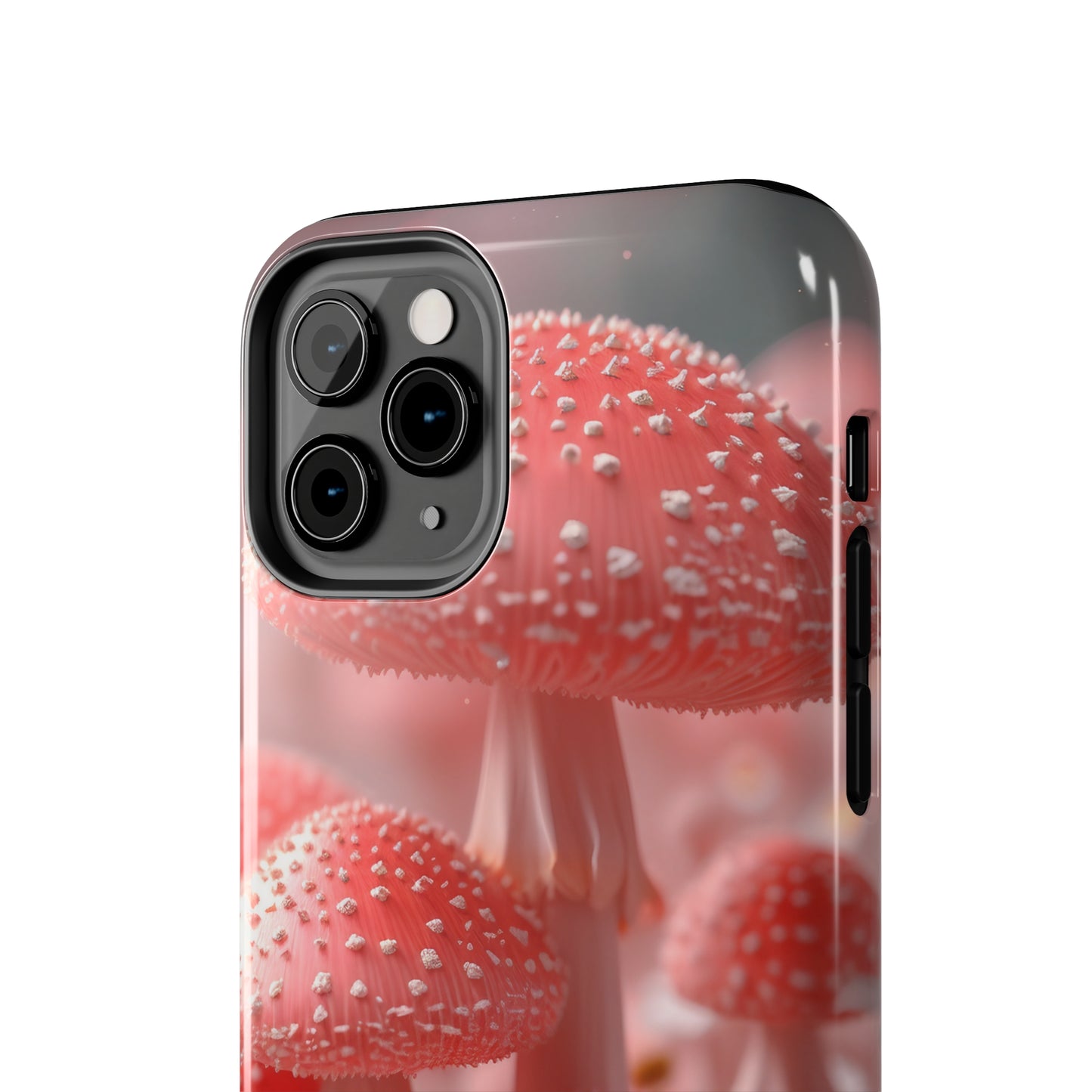 Whimsical Pink Mushrooms and Daisies Design Tough Phone Case compatible with a large variety of iPhone models, Gift, Phone Case