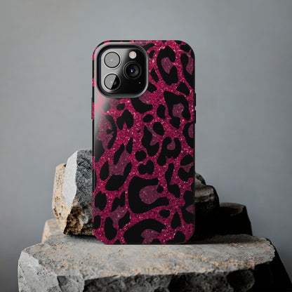 Pink and Black Leopard Design Phone Case- Lightweight, Impact Resistant Cover for iPhone 6, 6s, 12, 13, 14, 15