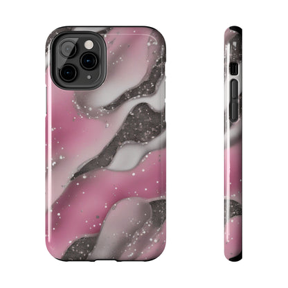 Waves of Pink and Black Pattern print design Tough Phone Case compatible with a large variety of phone models, Phone Case