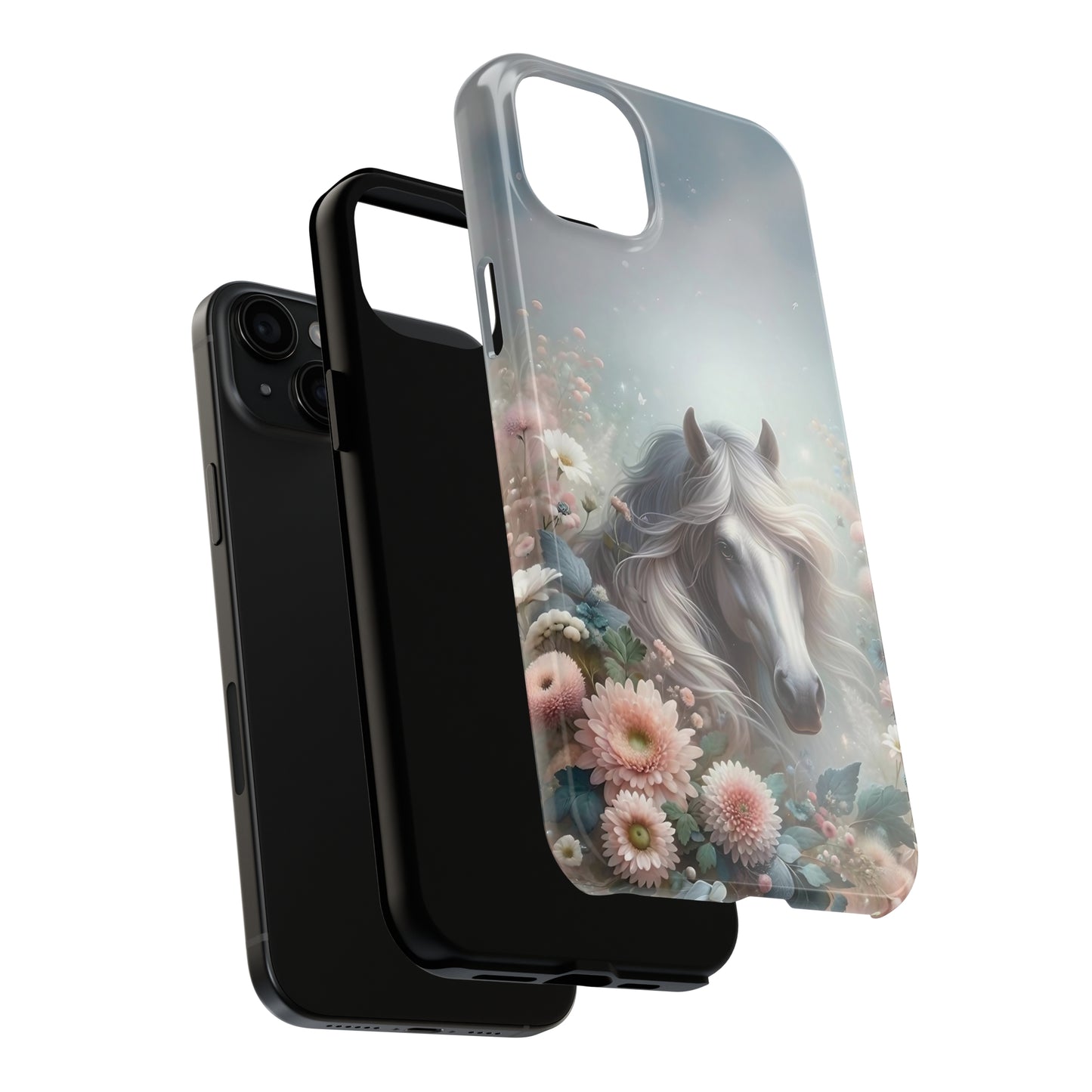 Beautiful Horse and Floral print Design Tough Phone Case compatible with a large variety of iPhone models, Gift, Phone Case