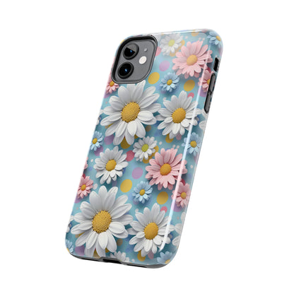 3D Spring Flowes and Polka Dots Digital print Design Tough Phone Case compatible with a large variety of iPhone models, Gift, Phone Case