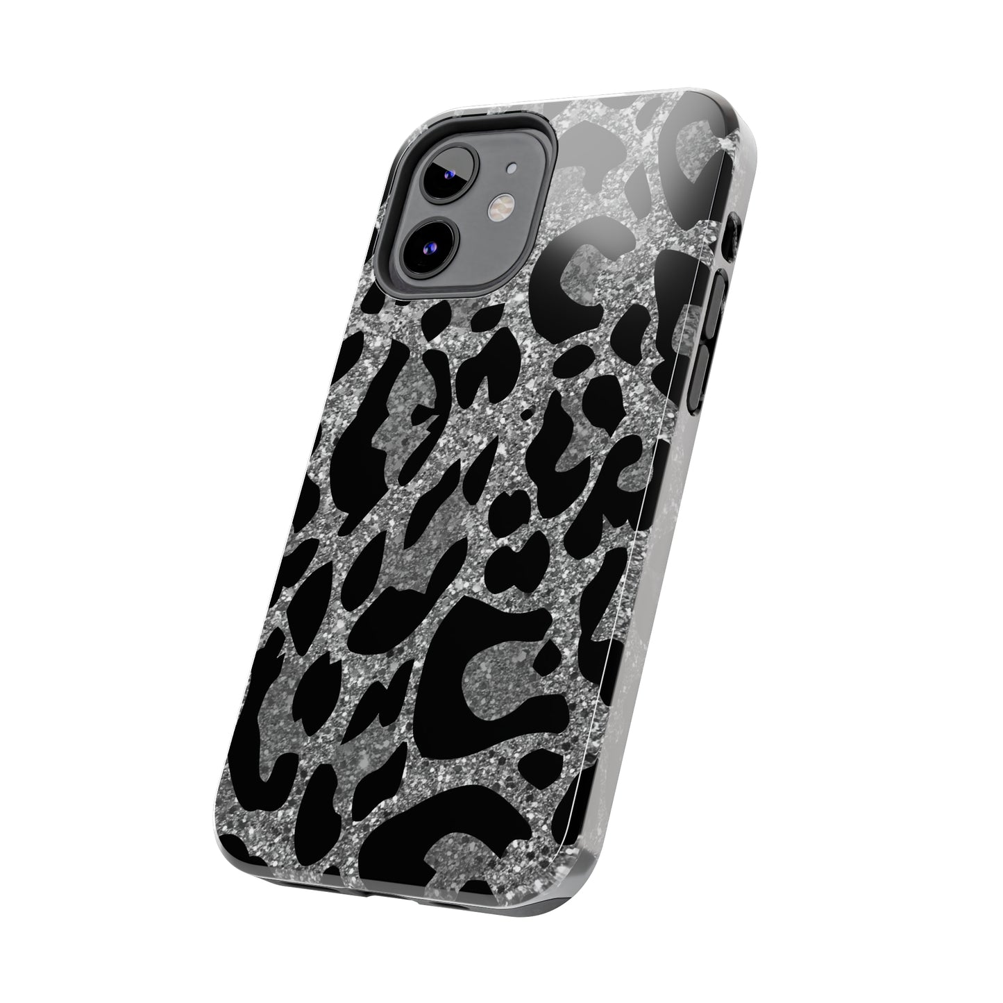 Silver and Black Leopard Design Phone Case- Lightweight, Impact Resistant Cover for iPhone 6, 6s, 12, 13, 14, 15