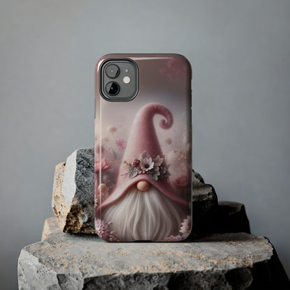 Pink Floral Fantasy Gnome Design Phone Case- Lightweight, Impact Resistant Cover for iPhone 6, 6s, 12, 13, 14, 15