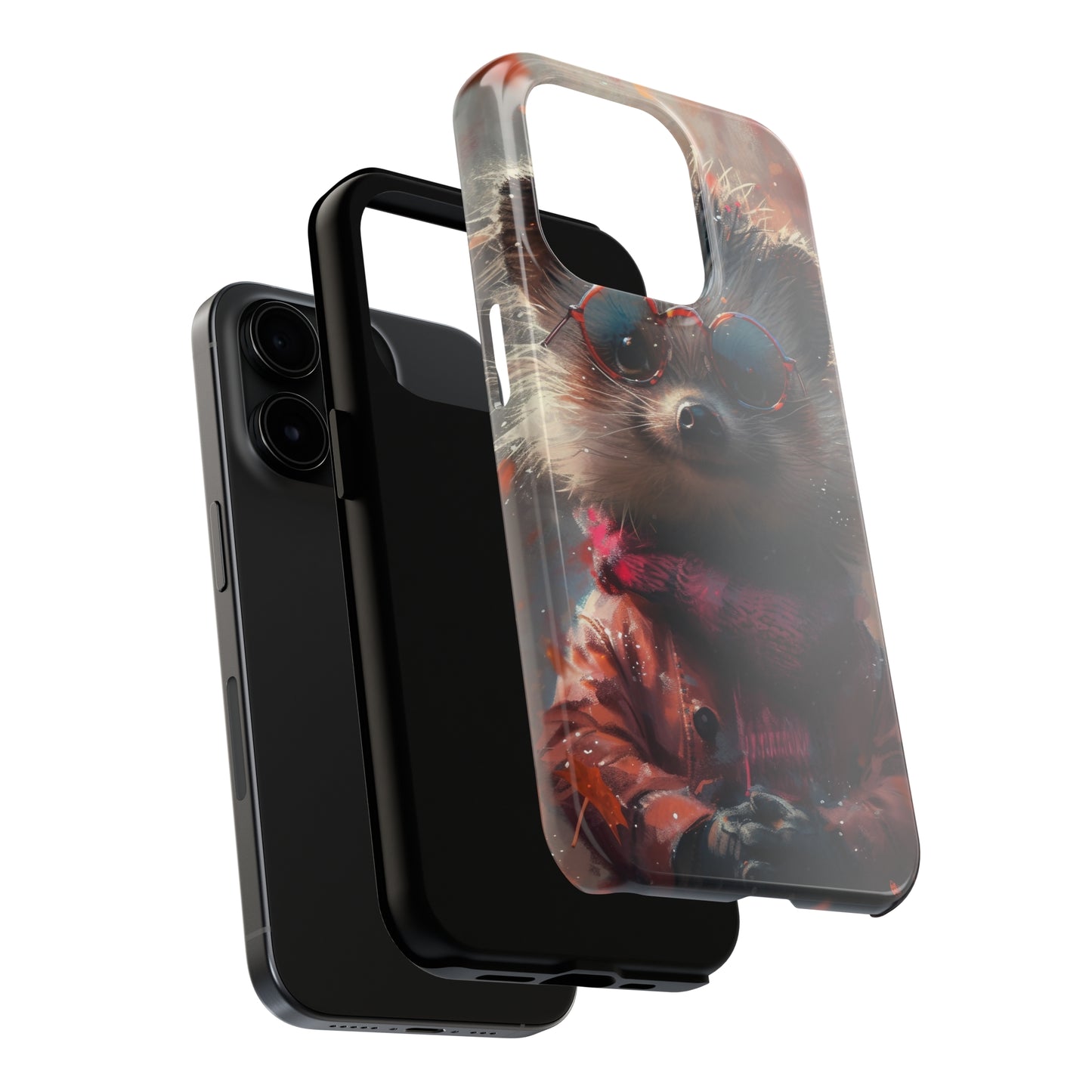 Hedgehog with Glasses and Scarf Design Phone Case- Lightweight, Impact Resistant Cover for iPhone 6, 6s, 12, 13, 14, 15