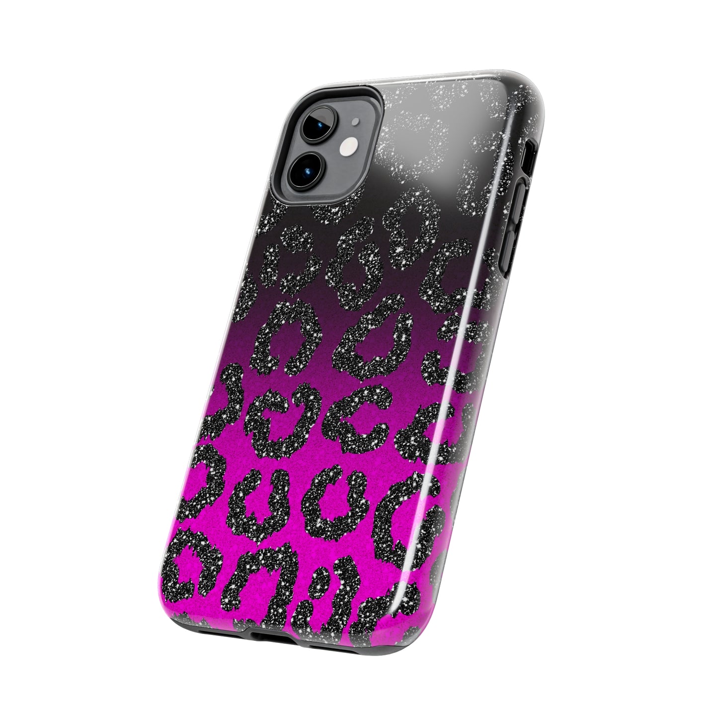 Pink and Black Ombre Leopard Design Phone Case- Lightweight, Impact Resistant Cover for iPhone 6, 6s, 12, 13, 14, 15