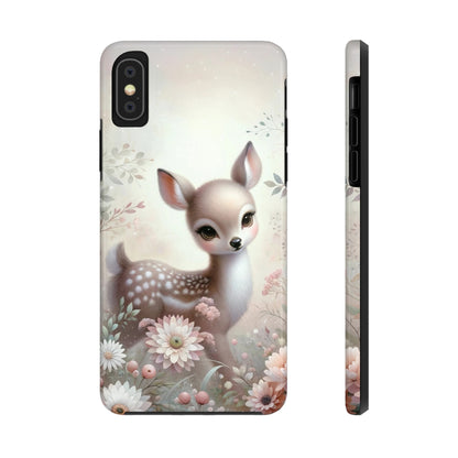 Cute Fawn and Floral print Design Tough Phone Case compatible with a large variety of iPhone models, Gift, Phone Case