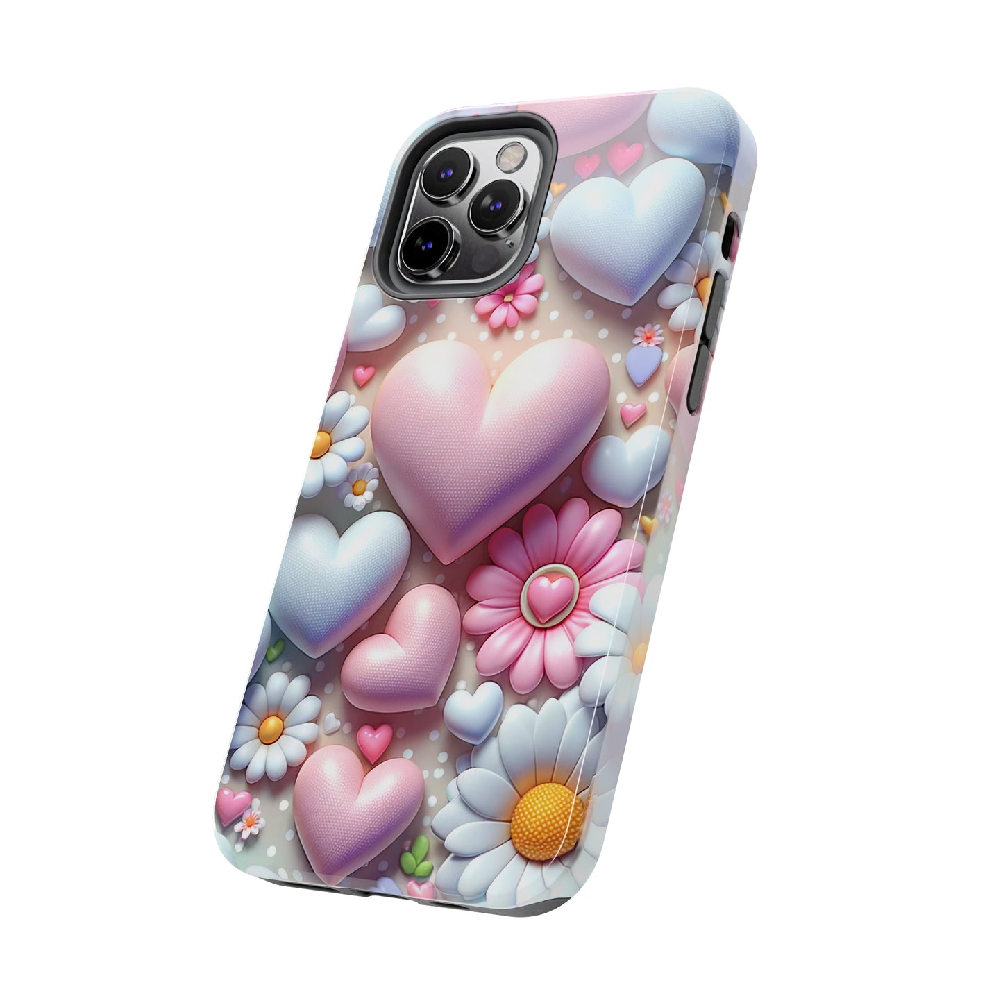 Pastel Heart and Flower Digital print Design Tough Phone Case compatible with a large variety of iPhone models, Gift, Phone Case