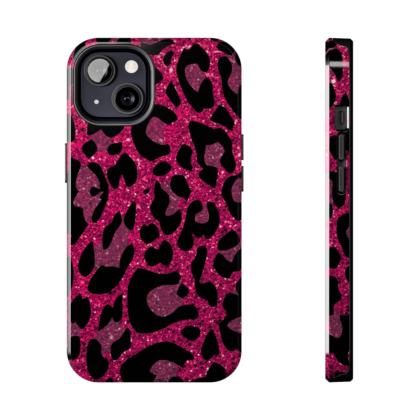 Pink and Black Leopard Design Phone Case- Lightweight, Impact Resistant Cover for iPhone 6, 6s, 12, 13, 14, 15