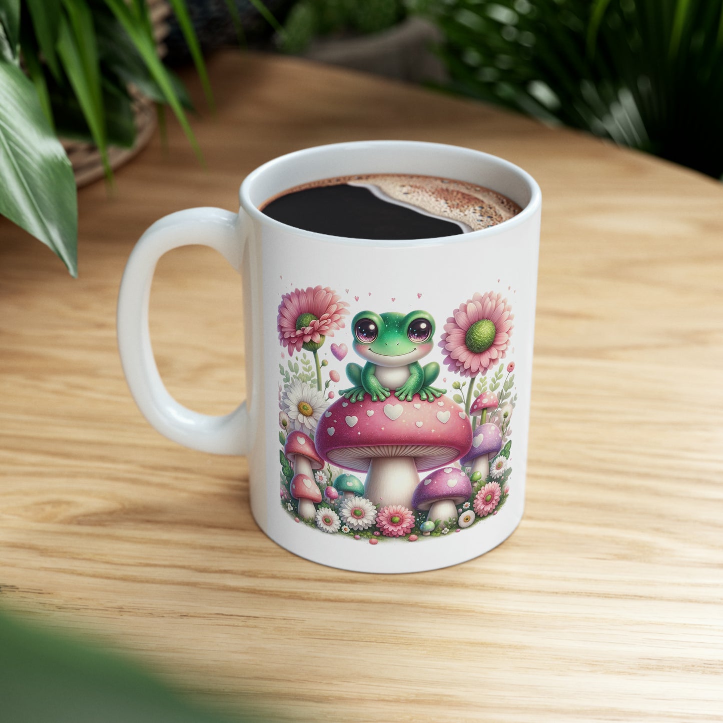 Adorable Frog Illustration Mug, Cute Animal Coffee Cup, Whimsical Forest Creatures, Nature Lover Gift, Ceramic Mug, 11oz