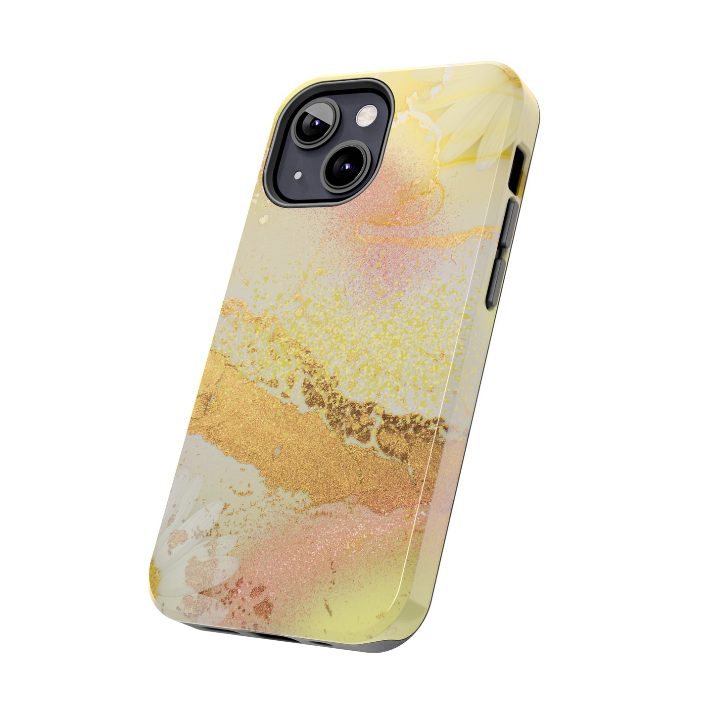 Yellow and Rose Gold Marble design Tough Phone Case compatible with a large variety of iPhone models, Gift, Phone