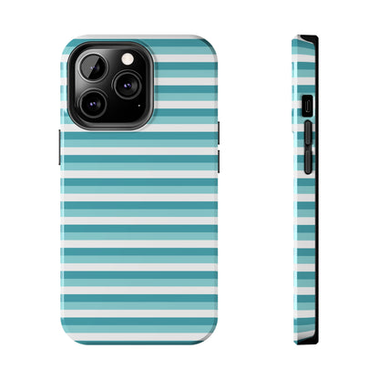 Blue and White Girly Stripe print Design Tough Phone Case compatible with a large variety of iPhone models, Gift, Phone Case