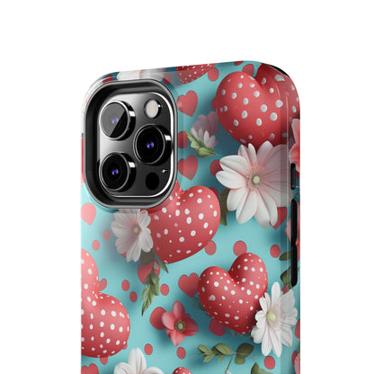 Polka Dot Hearts Digital print Design Tough Phone Case compatible with a large variety of iPhone models, Gift, Phone Case