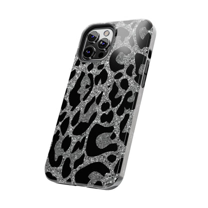 Silver and Black Leopard Design Phone Case- Lightweight, Impact Resistant Cover for iPhone 6, 6s, 12, 13, 14, 15