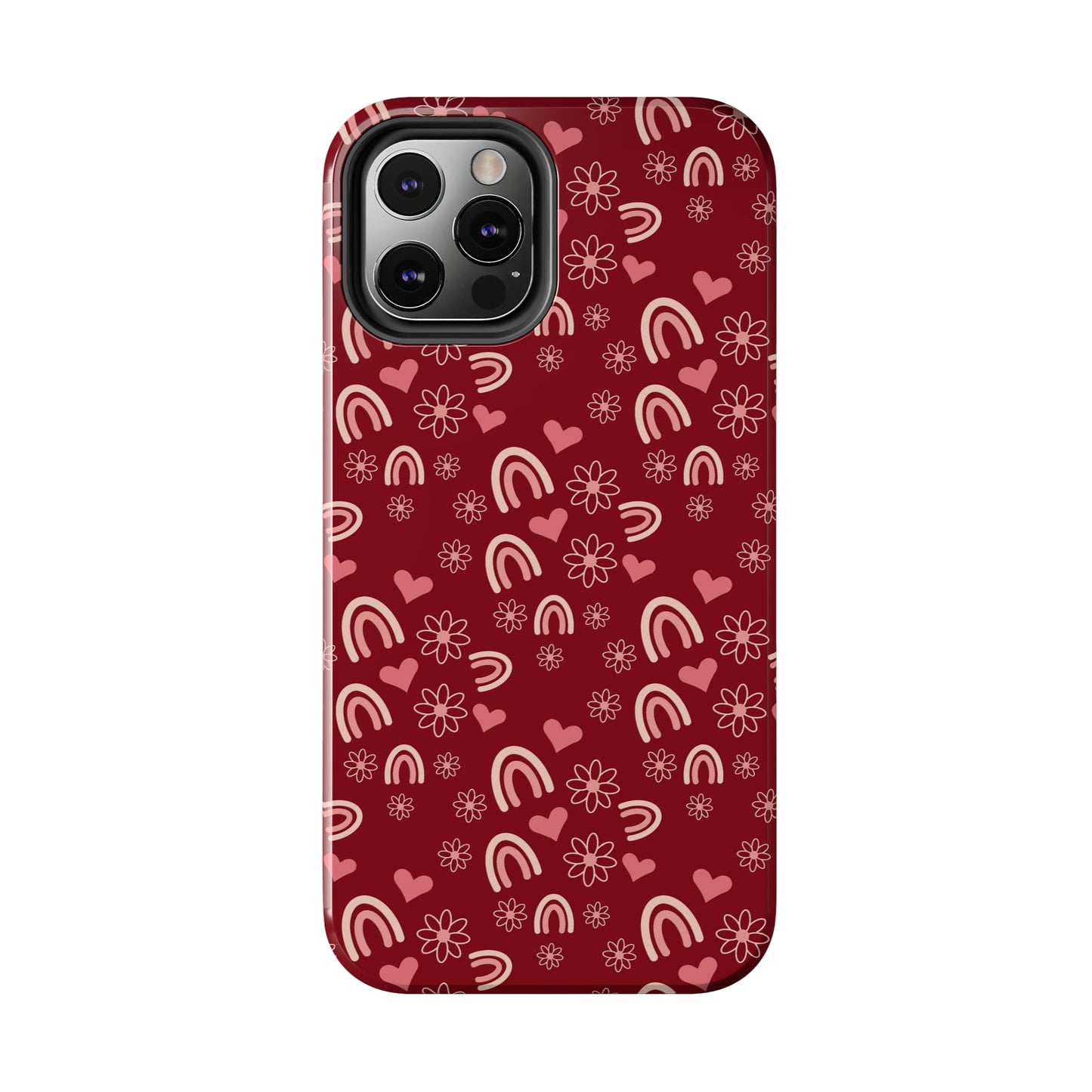 Red Boho2 Rainbow print Design Tough Phone Case compatible with a large variety of iPhone models, Gift, Phone Case