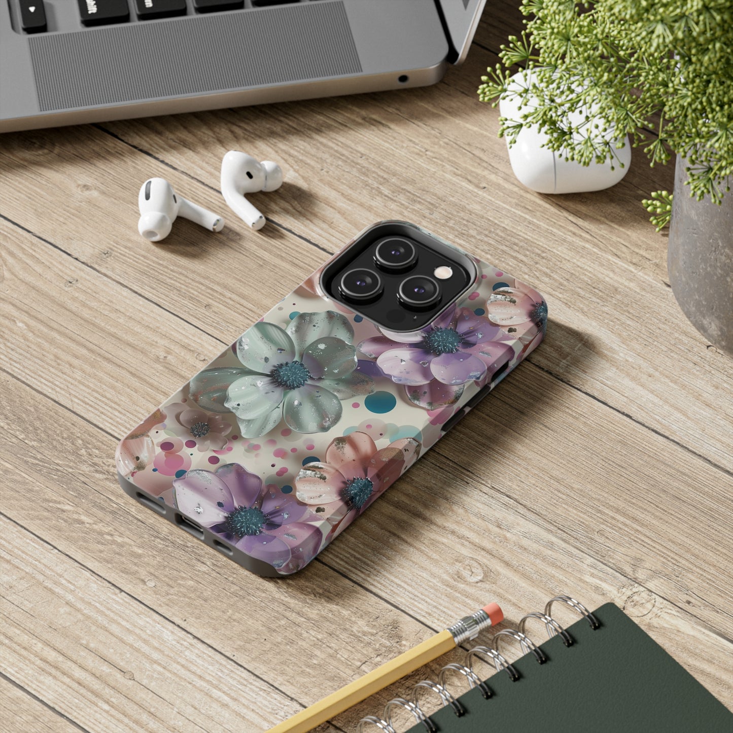 Fun Pastel Flowers Digital print Design Tough Phone Case compatible with a large variety of iPhone models, Gift, Phone Case