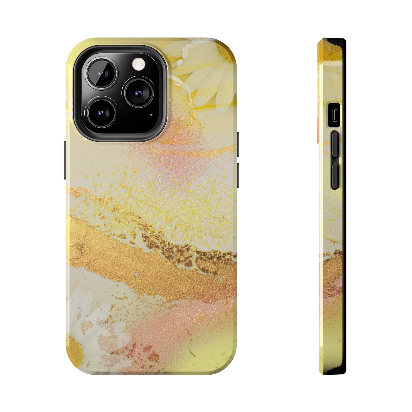 Yellow and Rose Gold Marble design Tough Phone Case compatible with a large variety of iPhone models, Gift, Phone