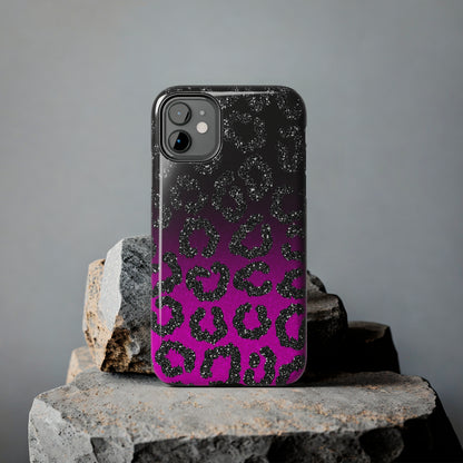 Pink and Black Ombre Leopard Design Phone Case- Lightweight, Impact Resistant Cover for iPhone 6, 6s, 12, 13, 14, 15