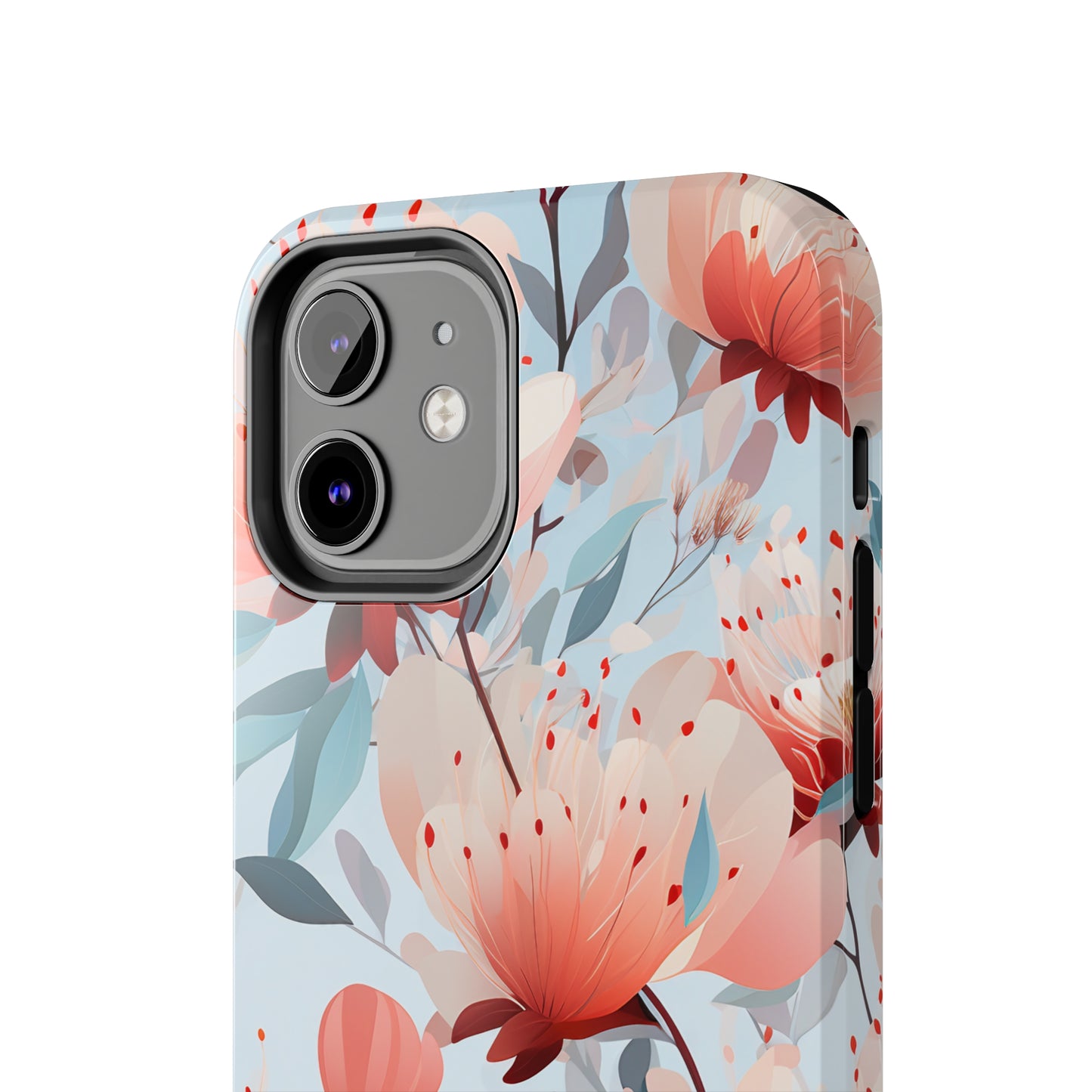 Red Flowers Digital print Design Tough Phone Case compatible with a large variety of iPhone models, Gift, Phone Case