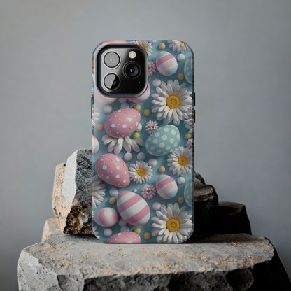 Easter Eggs and Daisies Digital print Design Tough Phone Case compatible with a large variety of iPhone models, Gift, Phone Case