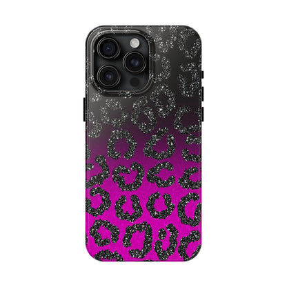 Pink and Black Ombre Leopard Design Phone Case- Lightweight, Impact Resistant Cover for iPhone 6, 6s, 12, 13, 14, 15