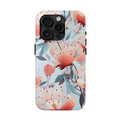 Red Flowers Digital print Design Tough Phone Case compatible with a large variety of iPhone models, Gift, Phone Case