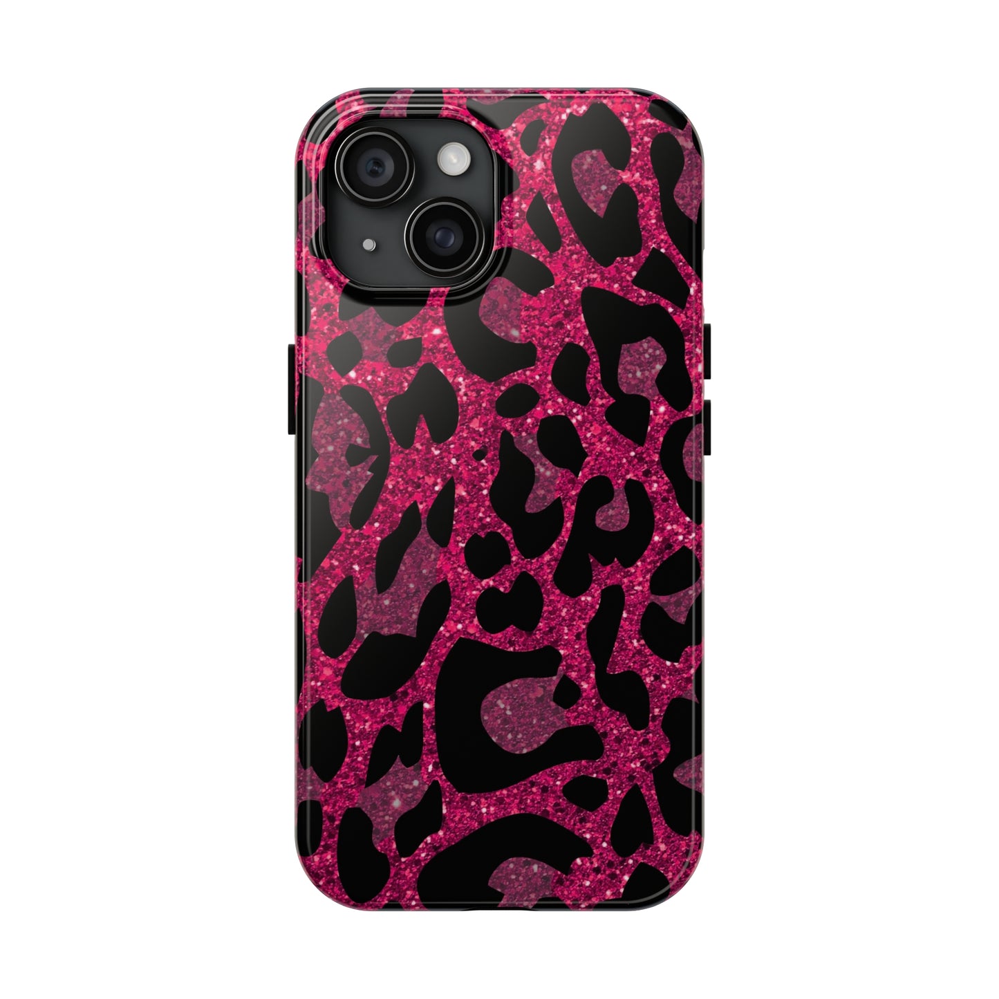 Pink and Black Leopard Design Phone Case- Lightweight, Impact Resistant Cover for iPhone 6, 6s, 12, 13, 14, 15