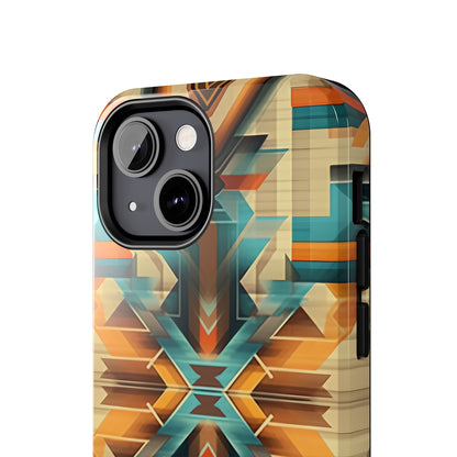 Beautiful Blue and Cream Native American Pattern Design Tough Phone Case compatible with a large variety of iPhone models, Gift, Phone Case