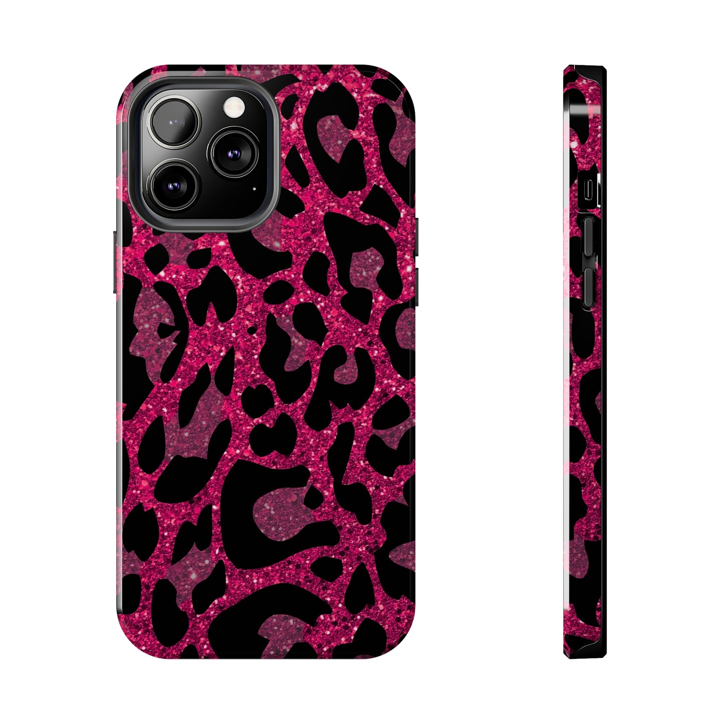 Pink and Black Leopard Design Phone Case- Lightweight, Impact Resistant Cover for iPhone 6, 6s, 12, 13, 14, 15