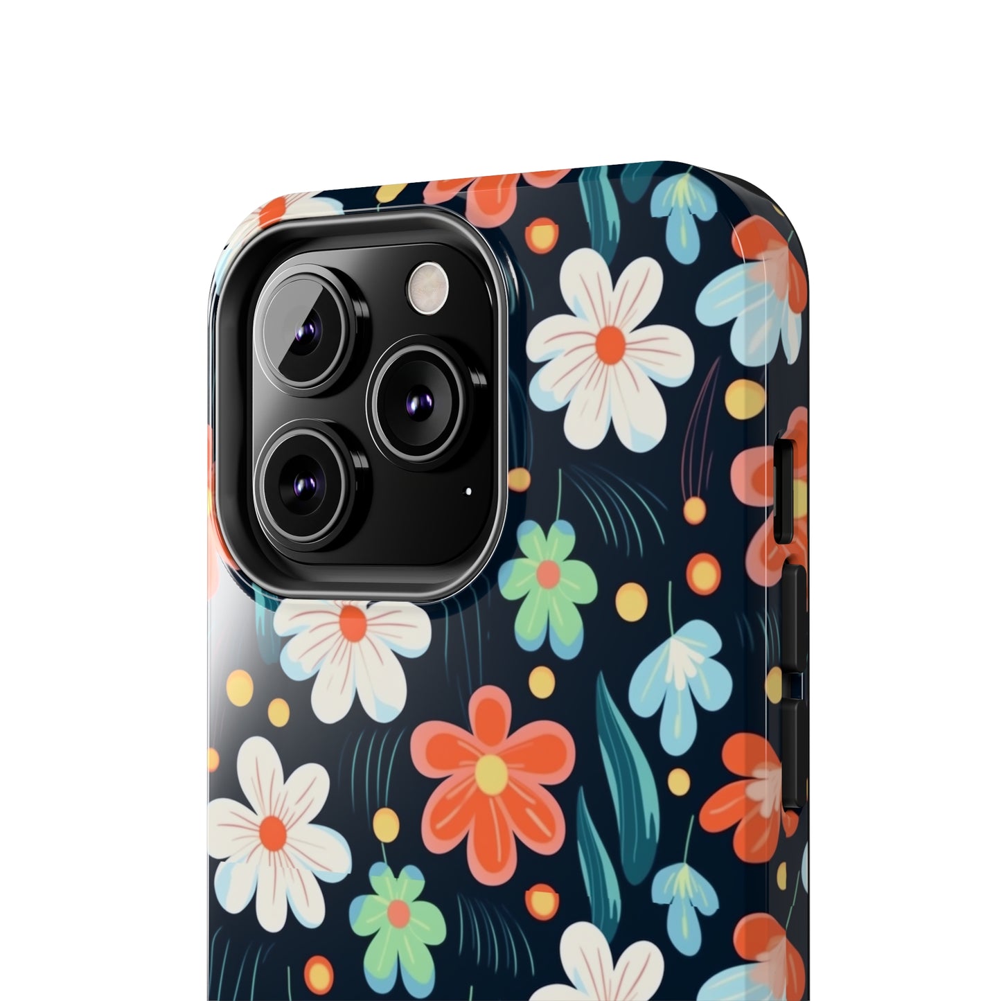 Retro Vibrant Flowers Pattern print design Tough Phone Case compatible with a large variety of phone models, Phone Case, Gift