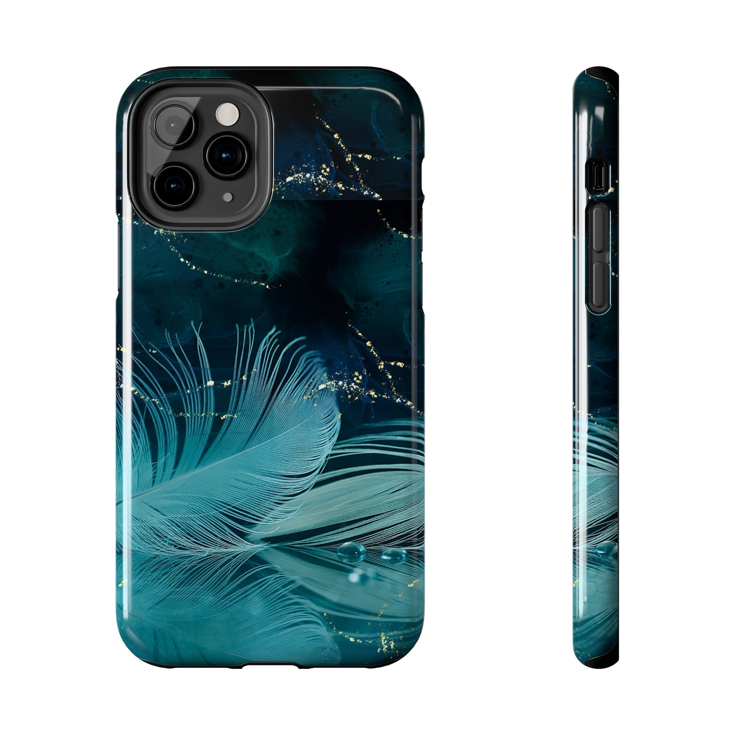 Dreamy Blue Feather design Tough Phone Case compatible with a large variety of iPhone models, Gift, Phone