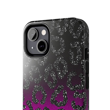 Pink and Black Ombre Leopard Design Phone Case- Lightweight, Impact Resistant Cover for iPhone 6, 6s, 12, 13, 14, 15