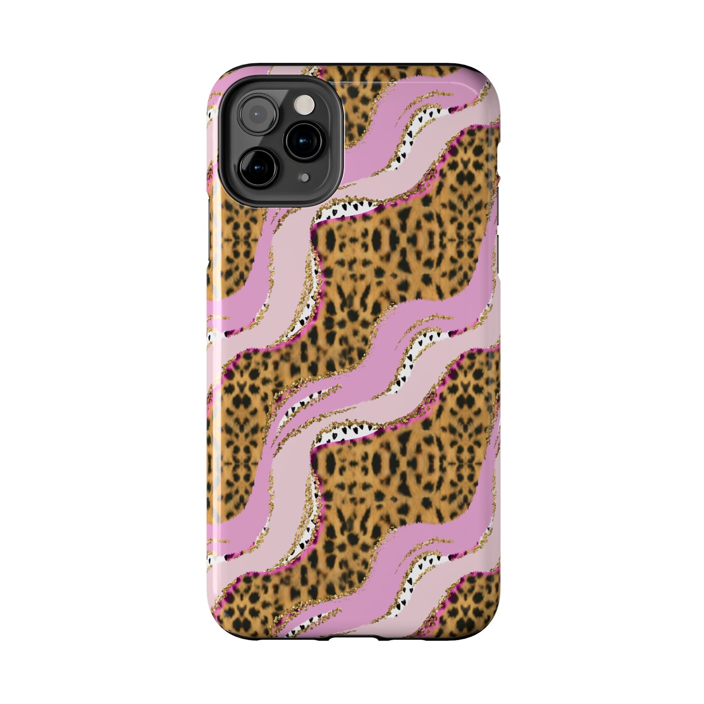 Cheetah Waves with Pink and Gold Design Phone Case- Lightweight, Impact Resistant Cover for iPhone 6, 6s, 12, 13, 14, 15