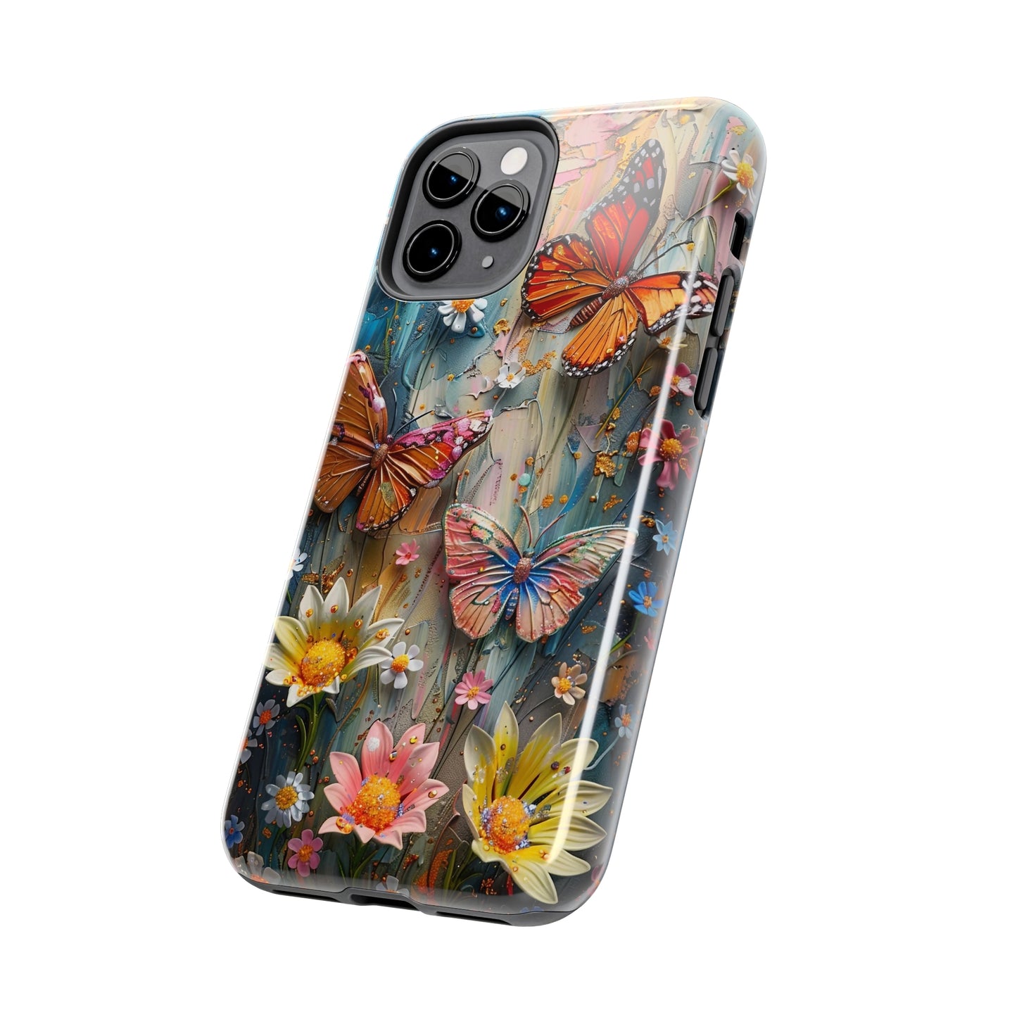 Butterfly Floral Art iPhone Case, Vibrant Nature-Inspired Protective Phone Cover compatible with a large variety of iPhone models, Phone Case, Gift