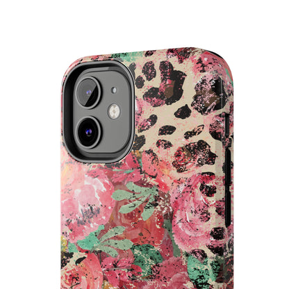 Western Leopard and Pink Roses Design Phone Case- Lightweight, Impact Resistant Cover for iPhone 6, 6s, 12, 13, 14, 15